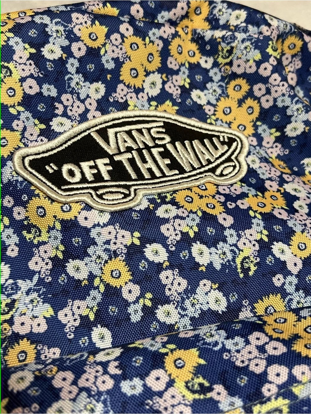 VANS Floral Backpack Blue/Yellow White Pattern  Zip Closure Inner/Outer Pockets